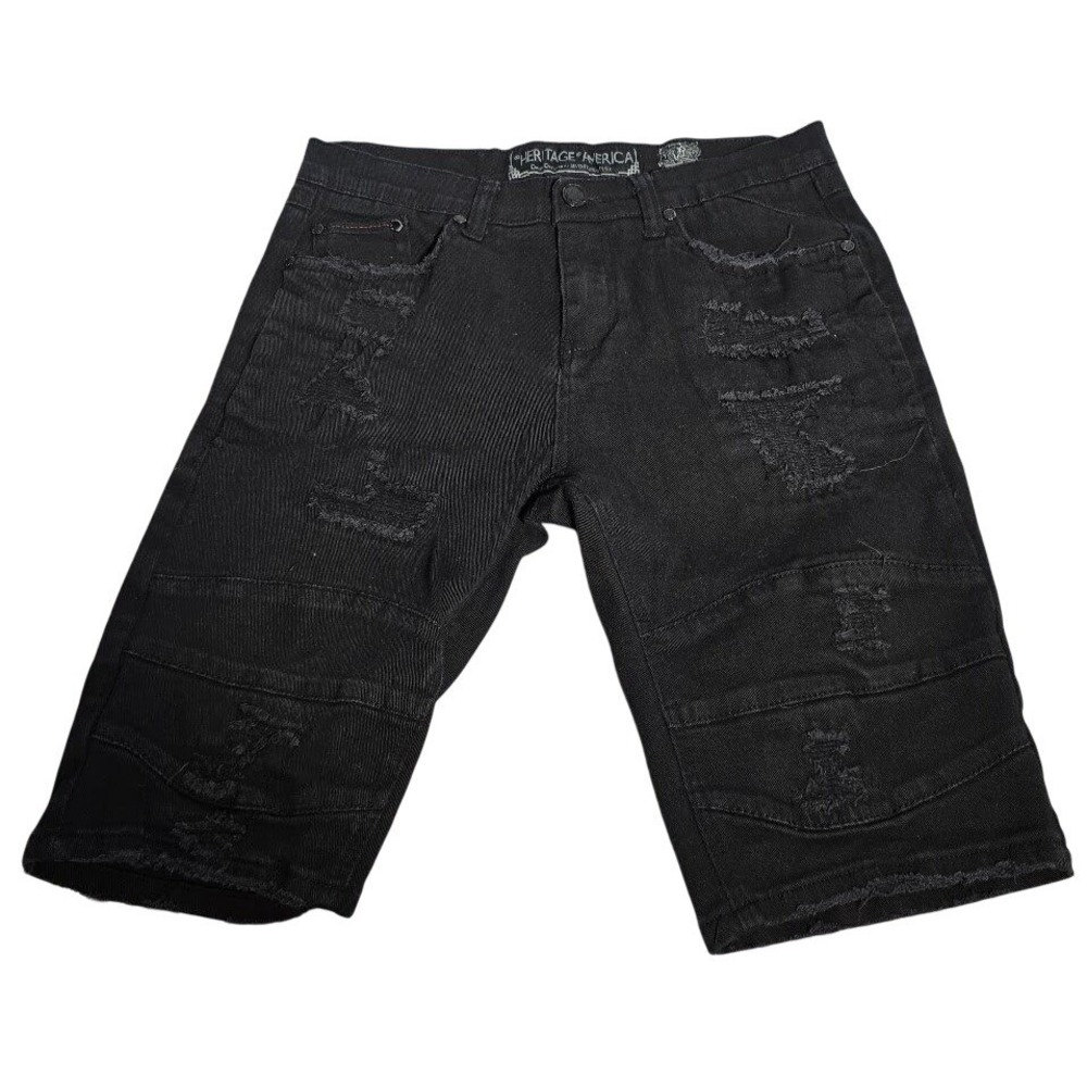 Heritage America Mens Distressed Denim biker Shorts Ripped Street ware S 34. 695